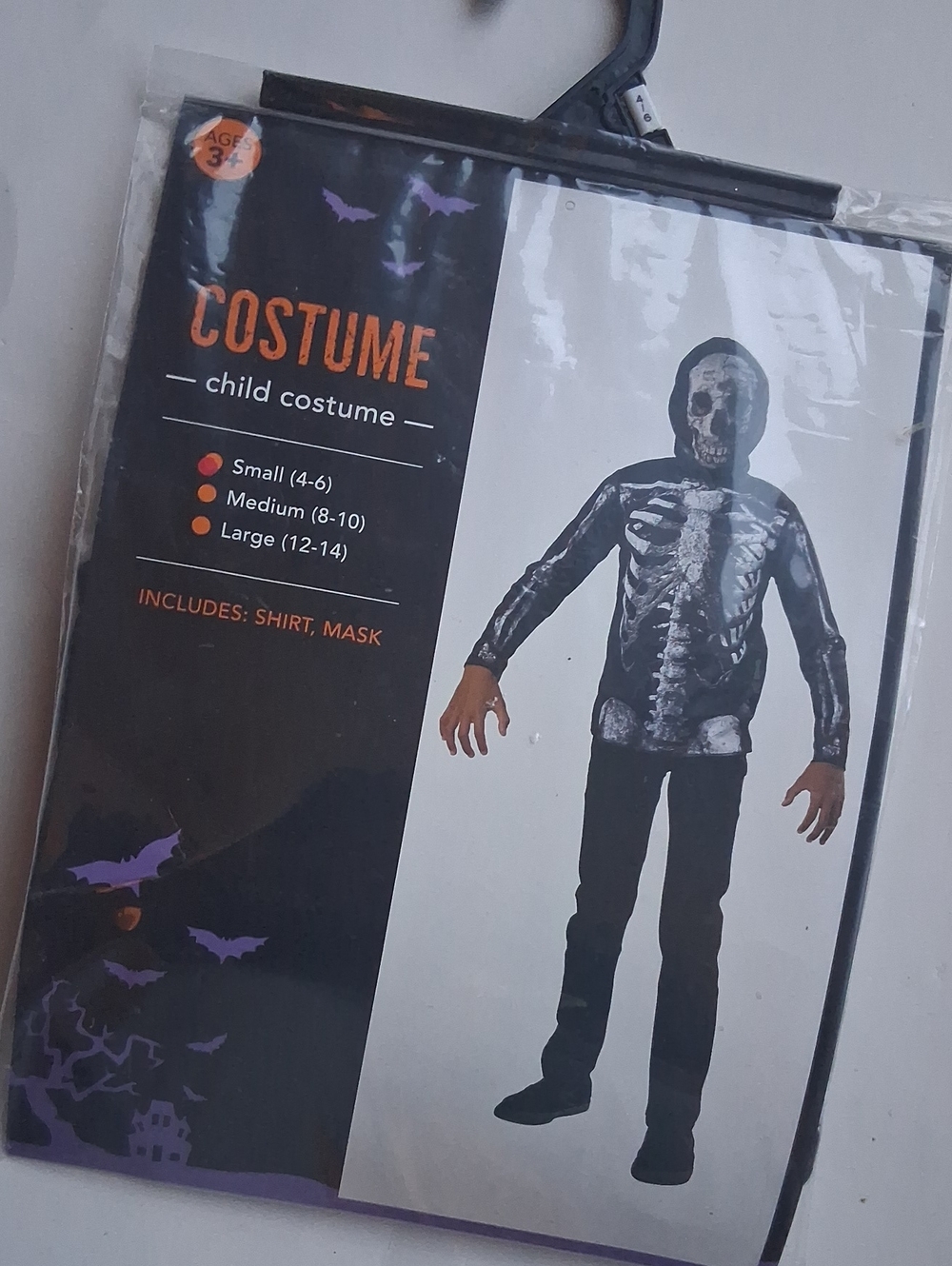 Kids Black Skeleton Costume with Mask